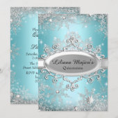 Blue Crystal Snowflake Princess Quinceanera Kaart (Voorkant / Achterkant)