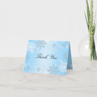 Blue Crystal Snowflake Winter Wonderland Dank u Bedankkaart