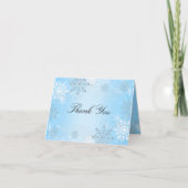Blue Crystal Snowflake Winter Wonderland Dank u Bedankkaart (Voorkant)