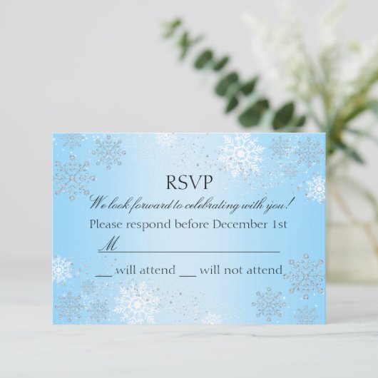 Blue Crystal Snowflake Winter Wonderland RSVP (Staand voorkant)