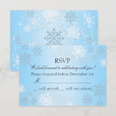Blue Crystal Snowflake Winter Wonderland RSVP Kaartje (Voorkant / Achterkant)