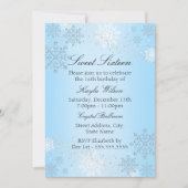 Blue Crystal Snowflake Winter Wonderland Sweet 16 Kaart (Voorkant)