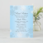 Blue Crystal Snowflake Winter Wonderland Sweet 16 Kaart (Staand voorkant)
