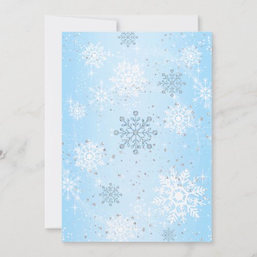 Blue Crystal Snowflake Winter Wonderland Sweet 16 Kaart (Achterkant)