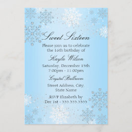 Blue Crystal Snowflake Winter Wonderland Sweet 16 Kaart