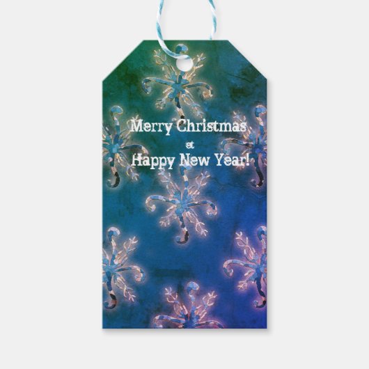 Blue Crystal Snowflakes Cadeaulabel (Voorkant)