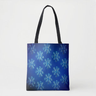 Blue Crystal Snowflakes Tote Bag