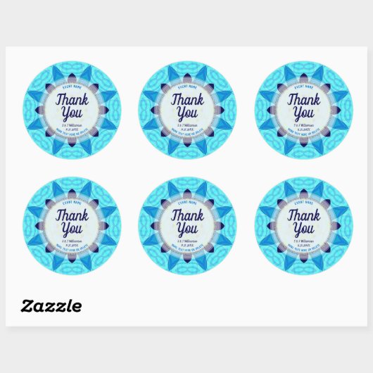 Blue Crystalize Hartelijk dank Ronde Sticker (Vel)