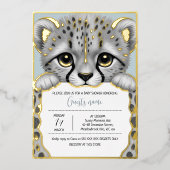 Blue Cub Baby Shower Folie Uitnodiging (Voorkant)