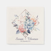 Blue Cube-Flower-2: Personalized Wedding Napkins Servet (Voorkant)