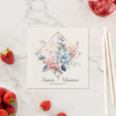 Blue Cube-Flower-2: Personalized Wedding Napkins Servet (Insitu)