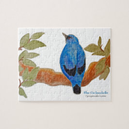 Blue Cuckooshrike op tak Waterverf Vogel Legpuzzel