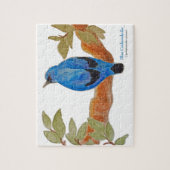 Blue Cuckooshrike op tak Waterverf Vogel Legpuzzel (Verticaal)