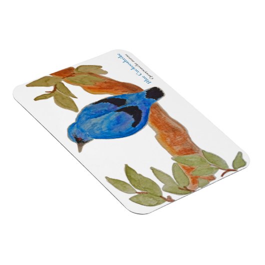 Blue Cuckooshrike op tak Waterverf Vogel Magneet (Rechterzijde)