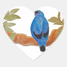 Blue Cuckooshrike Waterverf Bird Hart Sticker