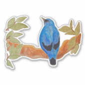 Blue Cuckooshrike Waterverf Bird Sticker (Voorkant)