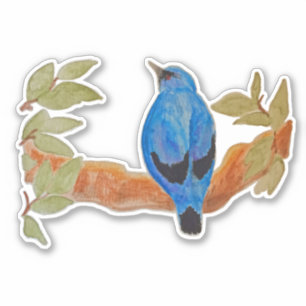 Blue Cuckooshrike Waterverf Bird Sticker