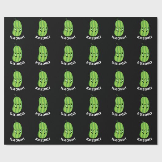 Blue-cumber Funny Sad Veggie Cucumber Pun Dark BG Cadeaupapier (Vlak)