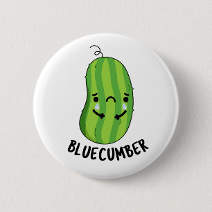 Blue-cumber Funny Sad Veggie Cucumber Pun Ronde Button 5,7 Cm