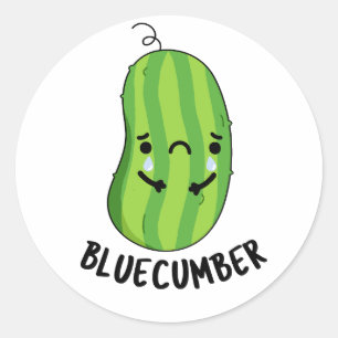 Blue-cumber Funny Sad Veggie Cucumber Pun Ronde Sticker