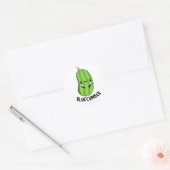 Blue-cumber Funny Sad Veggie Cucumber Pun Ronde Sticker (Envelop)