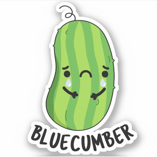 Blue-cumber Funny Sad Veggie Cucumber Pun Sticker (Voorkant)