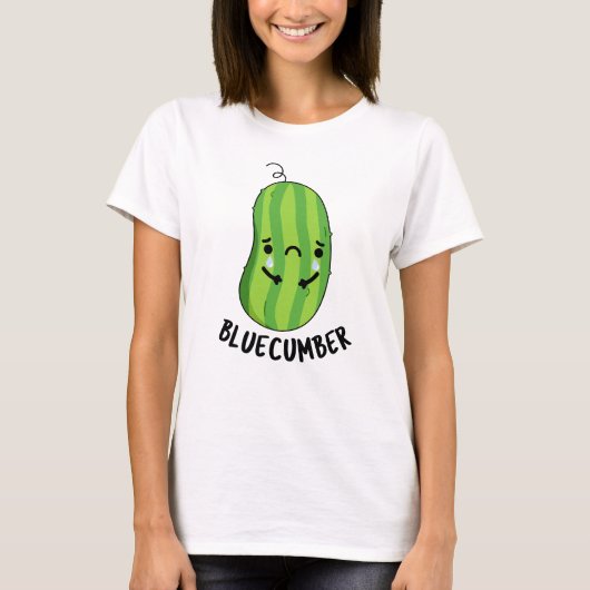Blue-cumber Funny Sad Veggie Cucumber Pun T-shirt (Voorkant)
