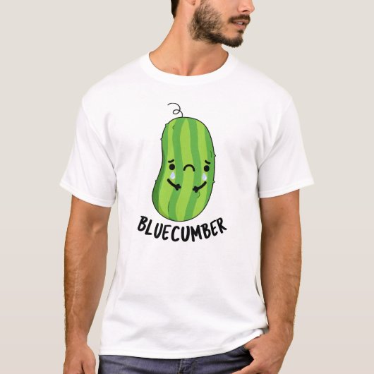 Blue-cumber Funny Sad Veggie Cucumber Pun T-shirt (Voorkant)