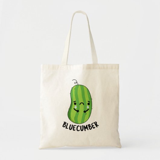 Blue-cumber Funny Sad Veggie Cucumber Pun Tote Bag (Voorkant)