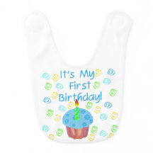 Blue Cupcake 1st Birthday Bib