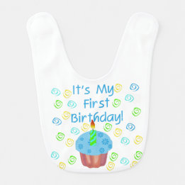 Blue Cupcake 1st Birthday Bib Baby Slabbetje