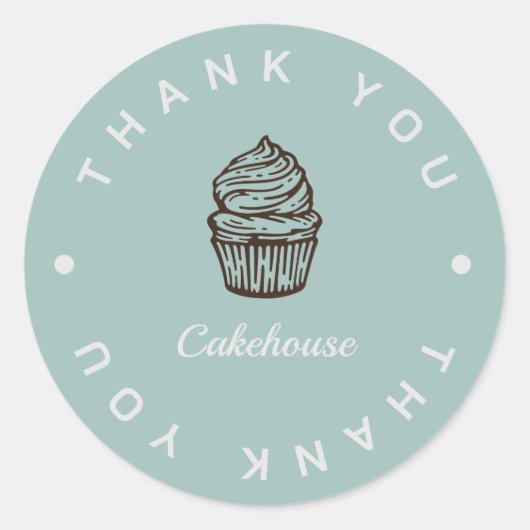 Blue Cupcake Bakkerij Business Dank u Sticker (Voorkant)