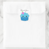 Blue Cupcake Bedankt Vierkante Sticker (Tas)