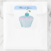 Blue Cupcake Bedankt Vierkante Sticker (Tas)