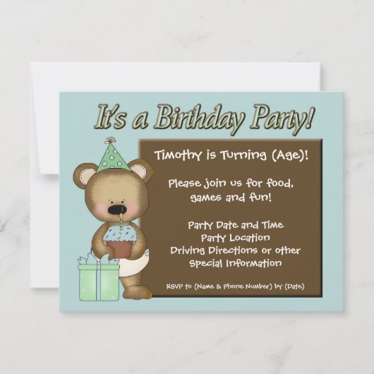 Blue Cupcake Beer Birthday Party Invitations Kaart (Voorkant)