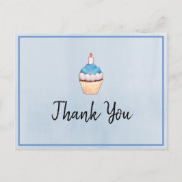 Blue Cupcake Birthday Bedankt Briefkaart