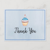 Blue Cupcake Birthday Bedankt Briefkaart (Voorkant)