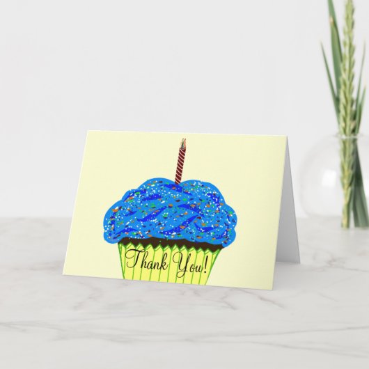 Blue Cupcake Birthday Bedankt voor je kaarten (Voorkant)