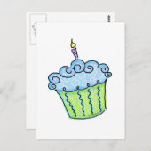 Blue cupcake briefkaart (Voorkant / Achterkant)