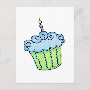 Blue cupcake briefkaart