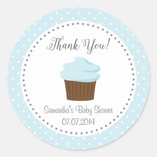 Blue Cupcake Dank u Sticker (Voorkant)