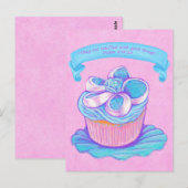 Blue Cupcake~Good-Doodse Scripting Briefkaart (Voorkant / Achterkant)
