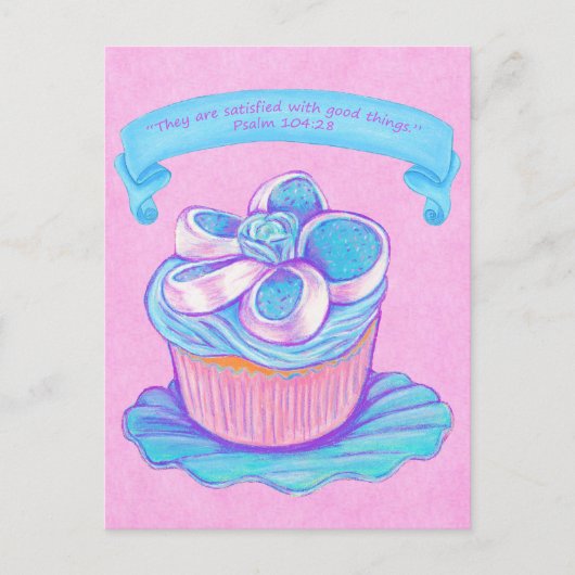 Blue Cupcake~Good-Doodse Scripting Briefkaart (Voorkant)