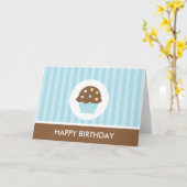 Blue Cupcake Happy Birthday Kaart (Gele Bloem)