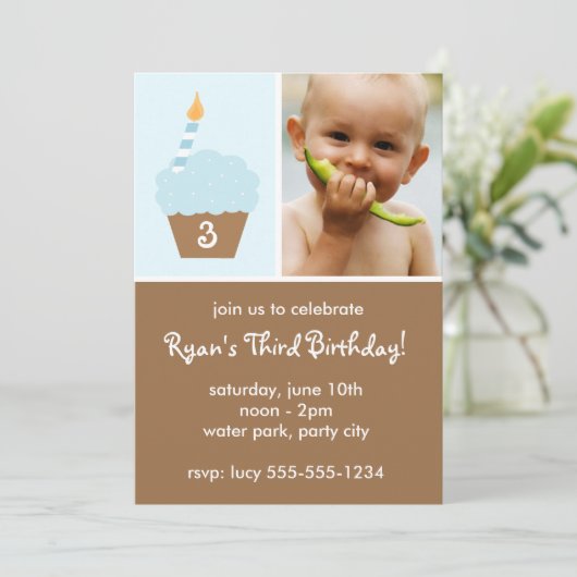 Blue Cupcake Kaart (Staand voorkant)