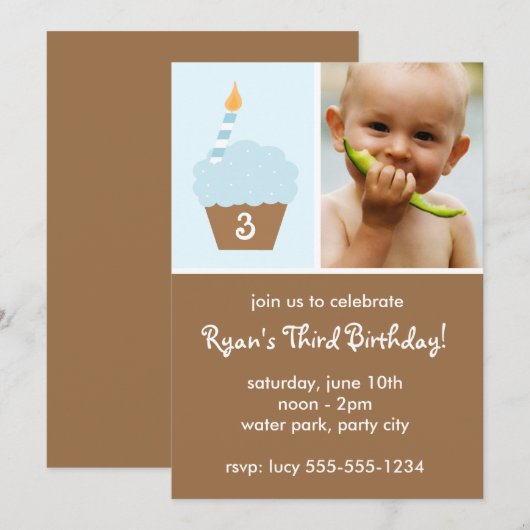 Blue Cupcake Kaart (Voorkant / Achterkant)