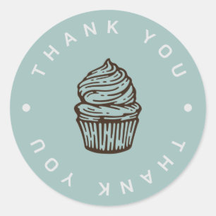 Blue Cupcake Logo Bakery Dank u Sticker