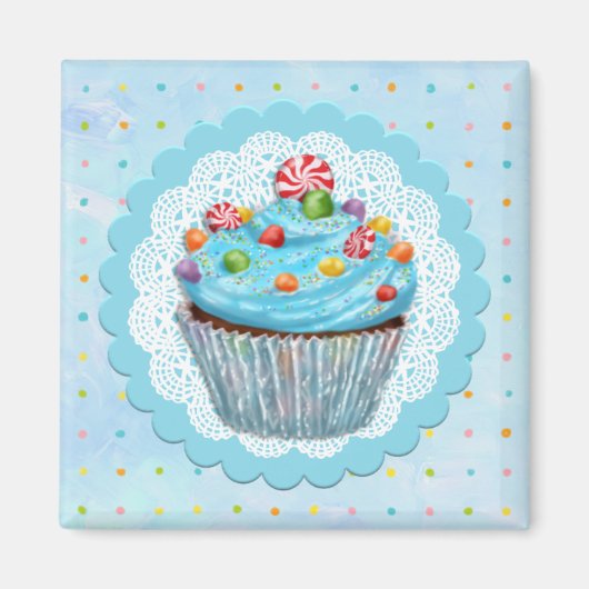 Blue Cupcake Magnet (Voorkant)