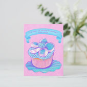 Blue Cupcake~Meek Eat Briefkaart Scripts (Staand voorkant)