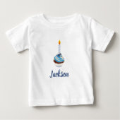 Blue Cupcake met Birthday Candle en Name (Voorkant)